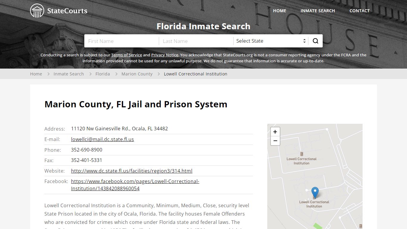 Lowell Correctional Institution Inmate Records Search ...