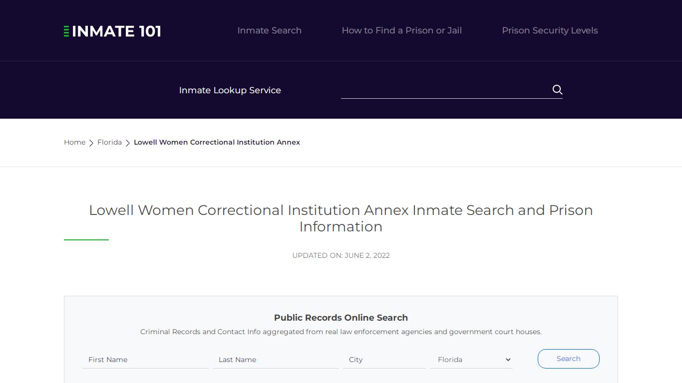 Lowell Women Correctional Institution Annex Inmate Search ...